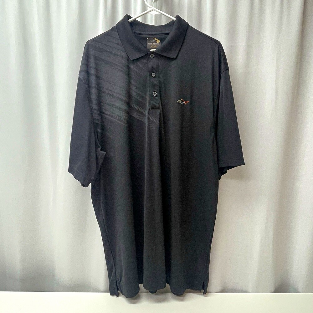 Greg Norman Tasso Elba XXL Black Play Dry Golf Polo Shirt Shark Performance